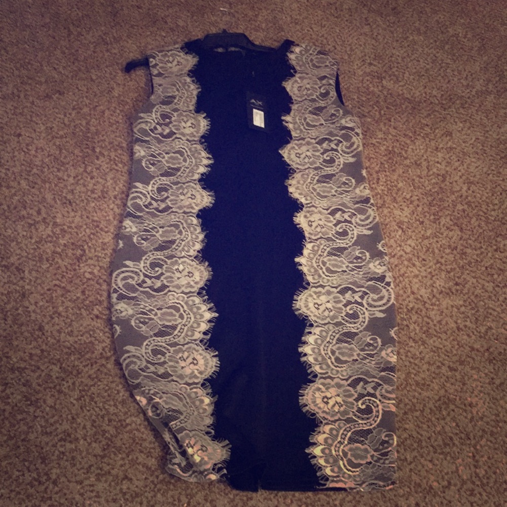 Navy and Lace sheath dress
